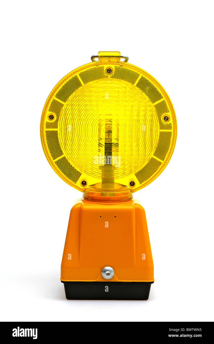 Yellow warning lamp Stock Photo