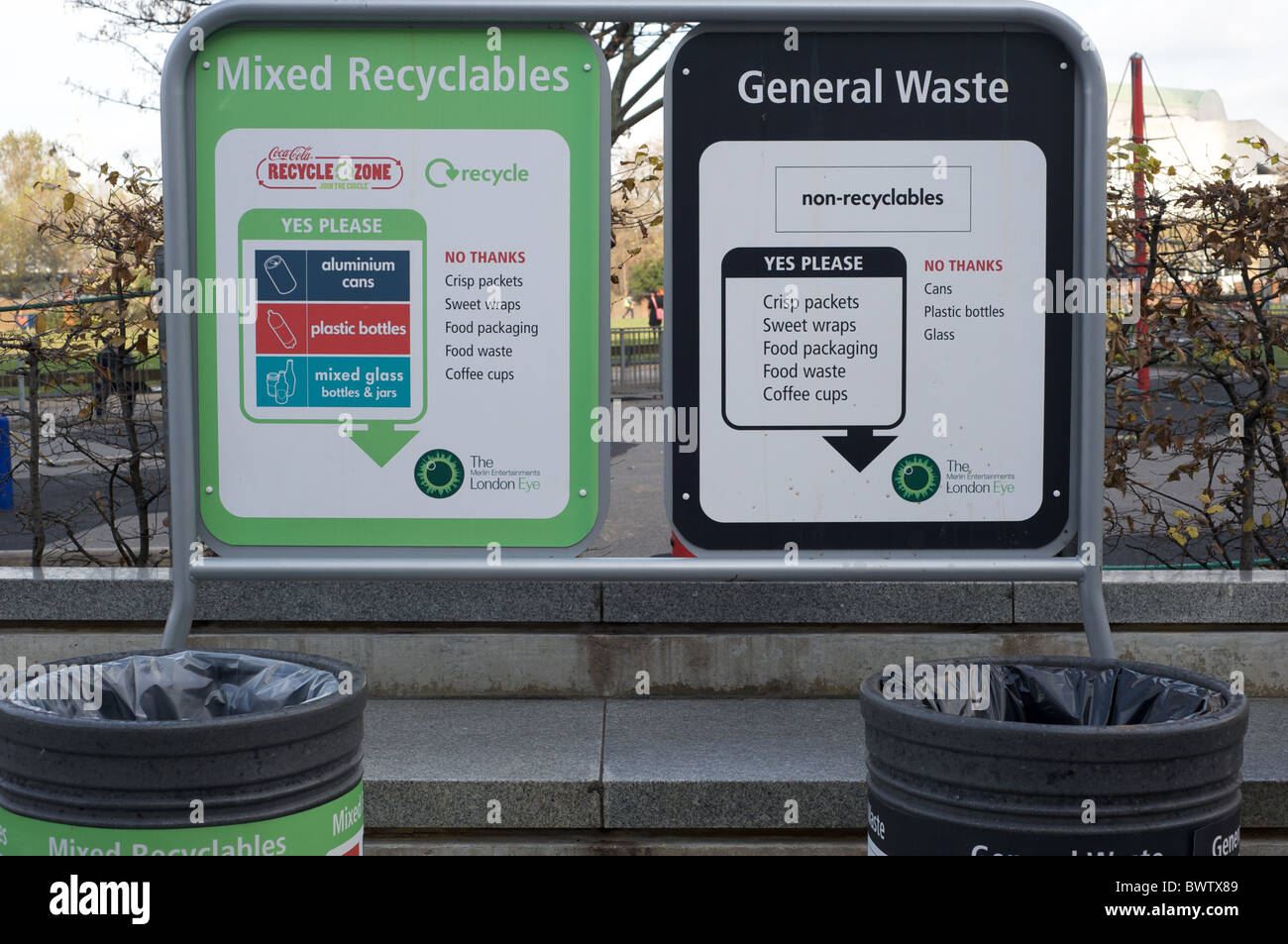 Recycling waste bins, London, UK Stock Photo Alamy