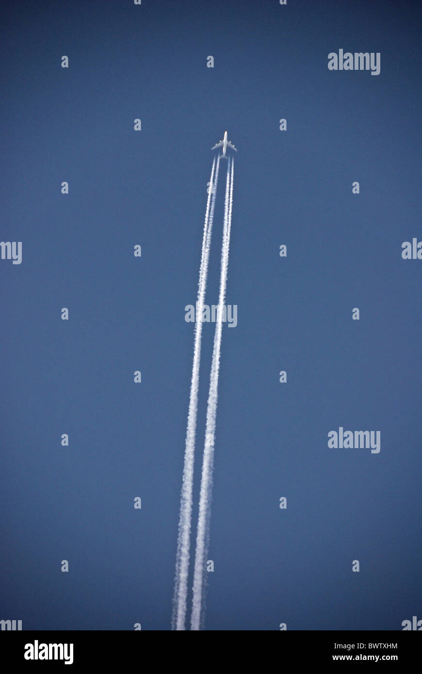 Exhaust gas exhaust gases blue sky CO2 distance fly flying airman ...