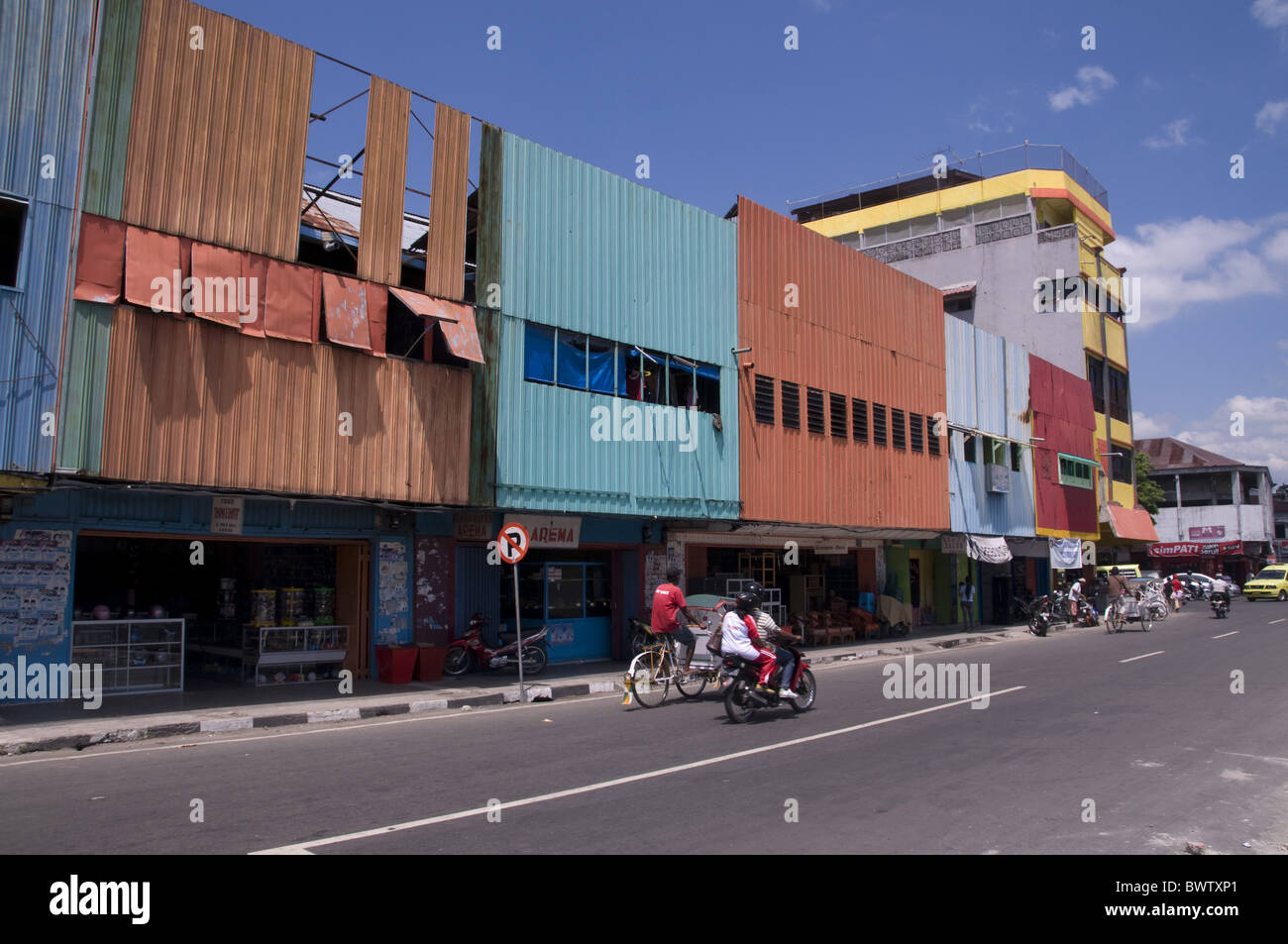 Street Colorful Facade Ambon Banda Sea Indonesia asia asian indonesia indonesian country scenic scenics scenery tropics Stock Photo