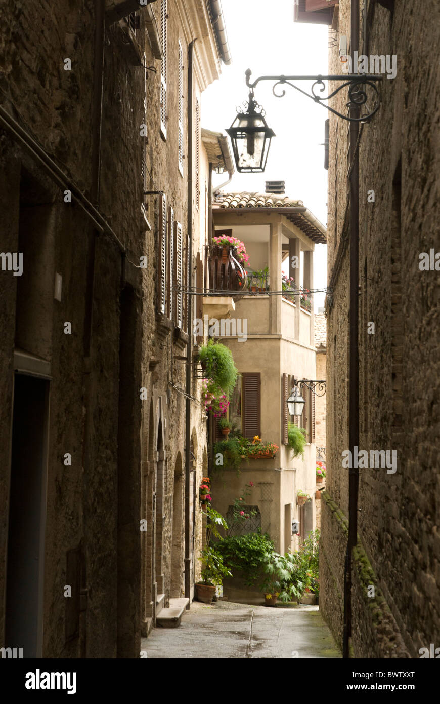 narrow street in Bevagna Umbria Stock Photo