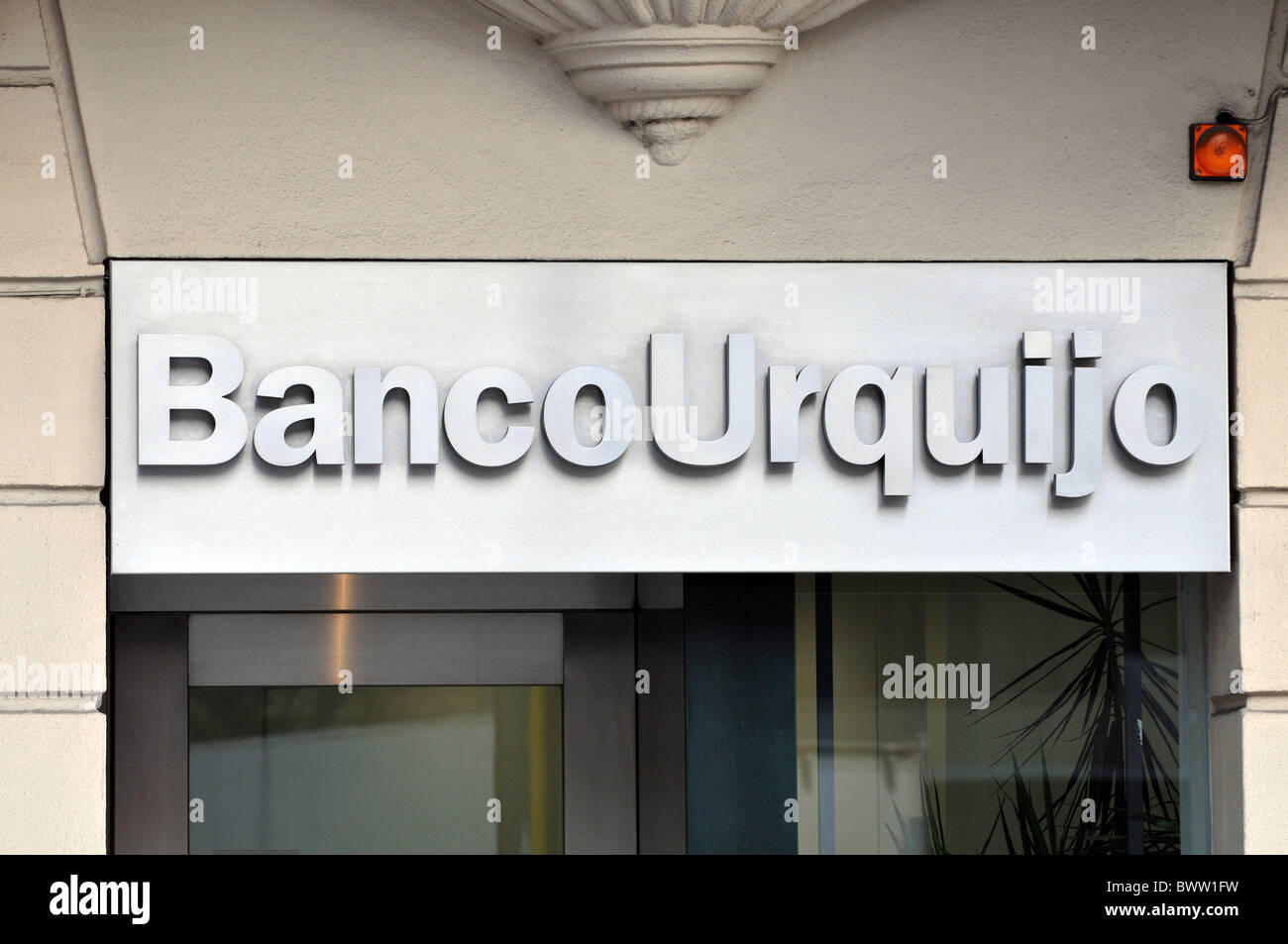 Banco Urquijo sign, Spain Stock Photo