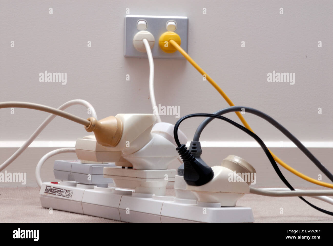 Power strip plug plugs electricity distributor cable cables electric