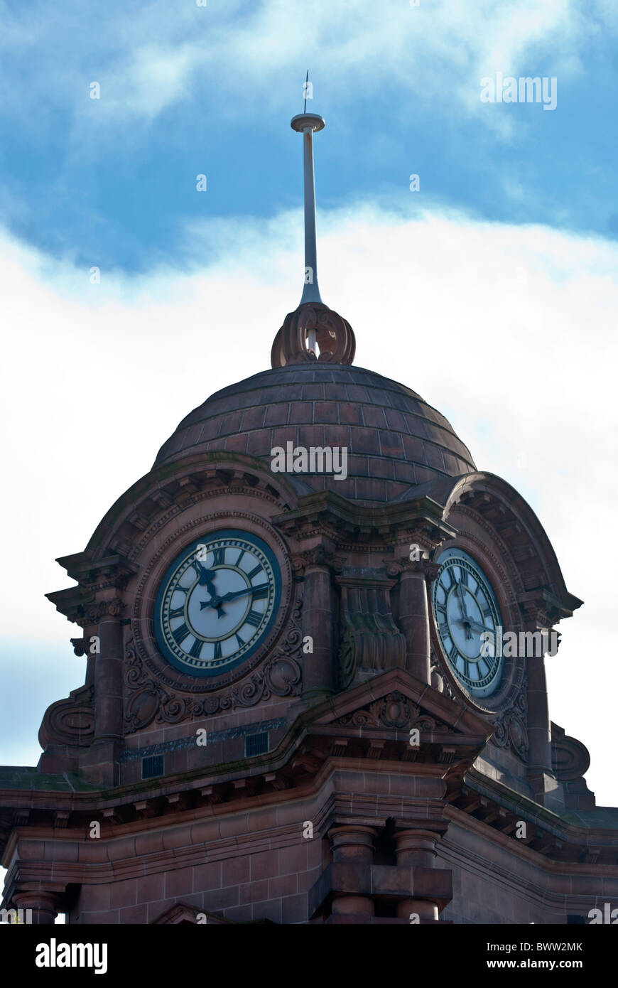 The clock tower at Nottingham Railway Station, Nottingham, England, UK