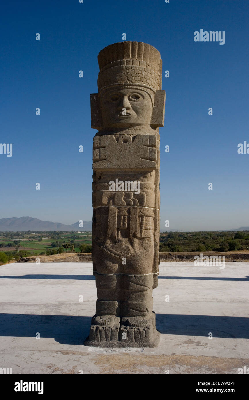 Mexico Central America America Tula city Toltec culture UNESCO World heritage site Quetzalcoatl Temple Statues Stock Photo