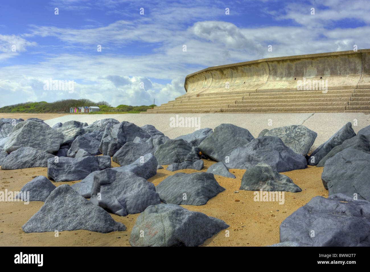 Chapel St Leonards Skegness beach huts drain britain british english