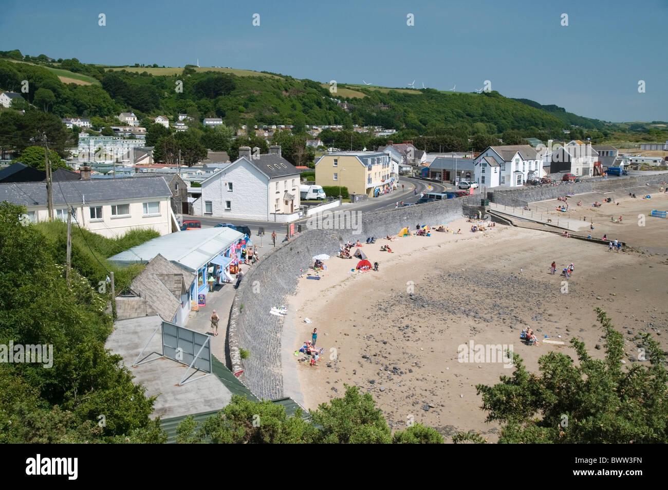 A view of Pendine Sands village and beach in South Wales UK Stock Photo