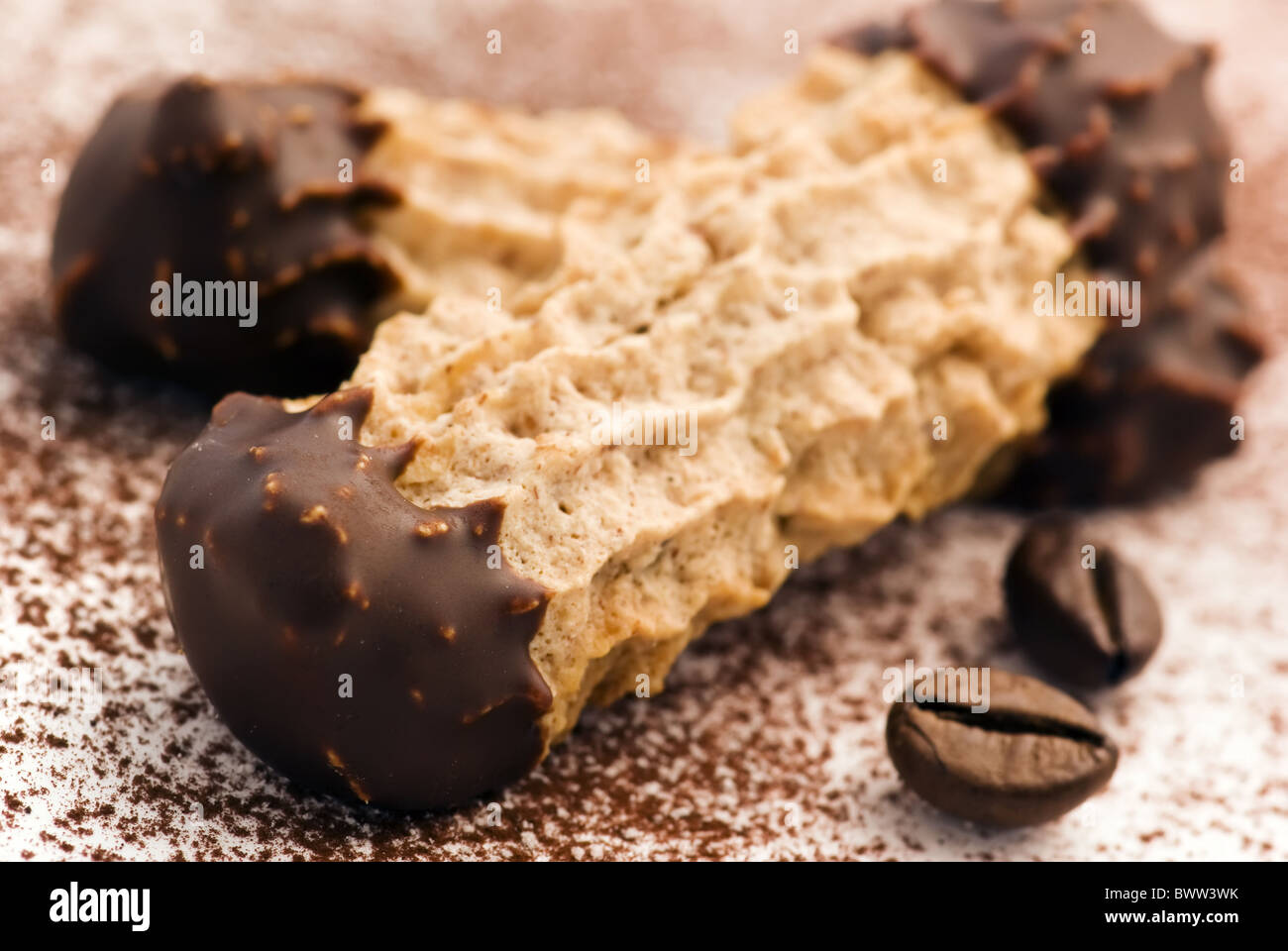 Sweet Christmas cookie with nougat and cocoa powder as closeup Stock Photo