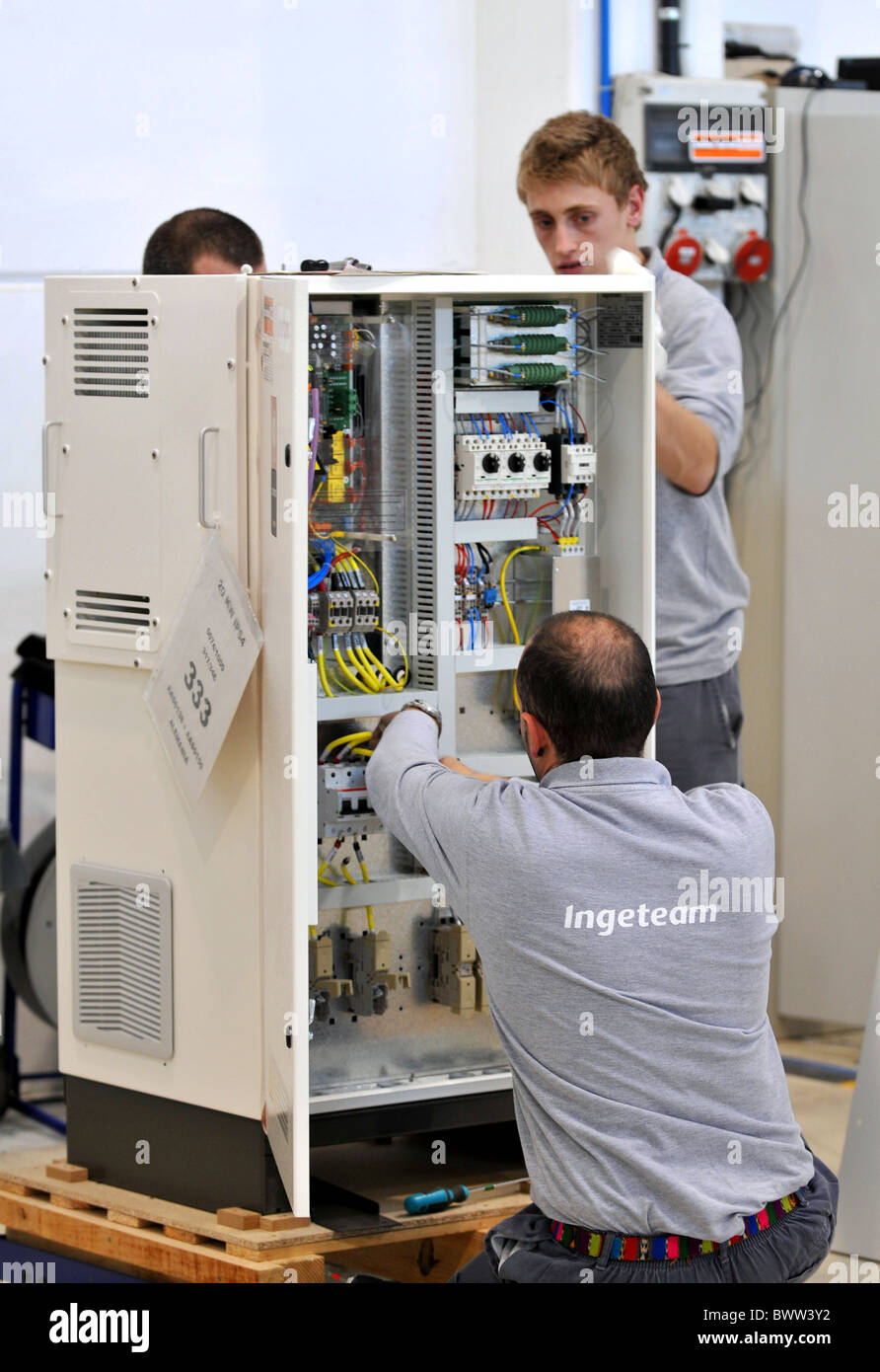 Ingerteam makers and providers of electrical inverters and control systems for the renewable energy sector, Sesma, Spain Stock Photo