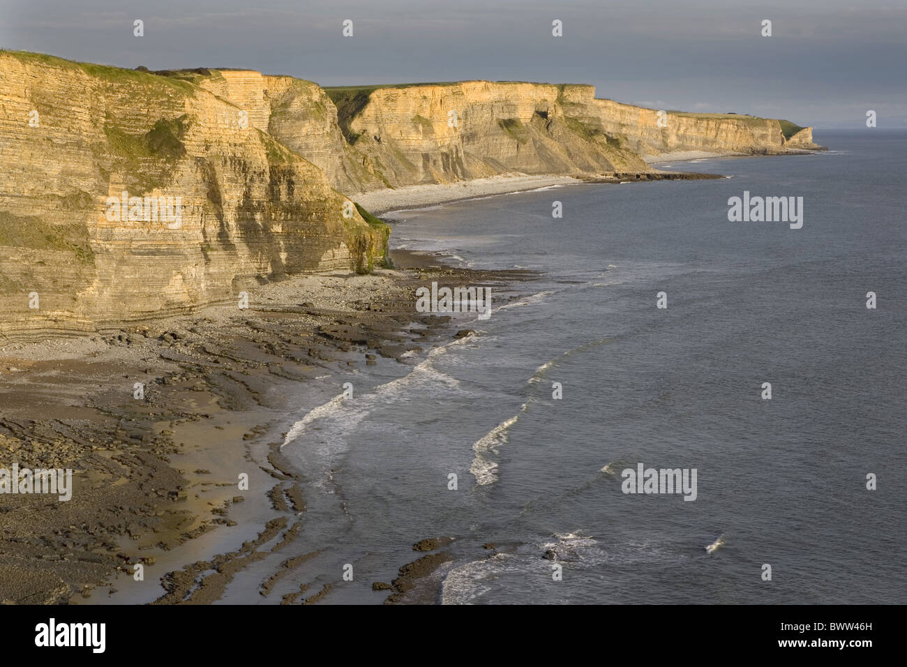 Limestone cliffs evening light view from above Stock Photo - Alamy