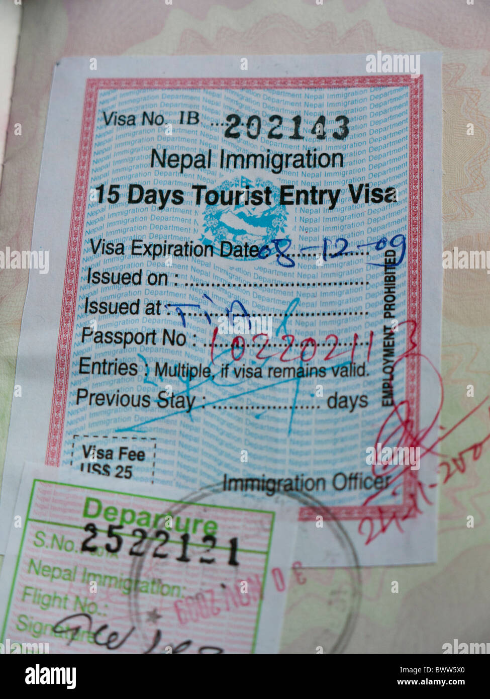 Nepal Immigration tourist visa in a passport Stock Photo - Alamy
