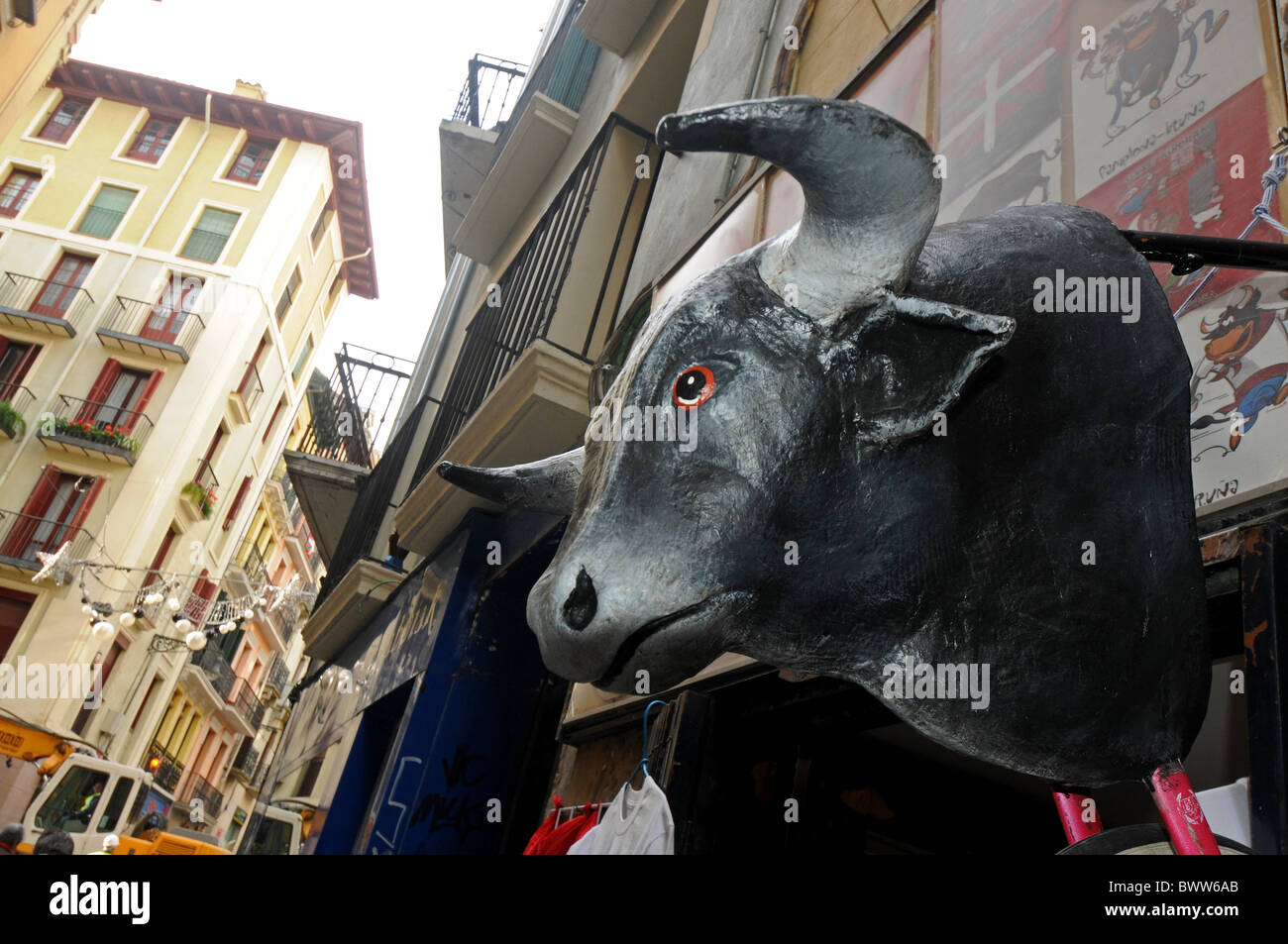 Running of the Bulls, Pamplona, Navarre, Spain Stock Photo