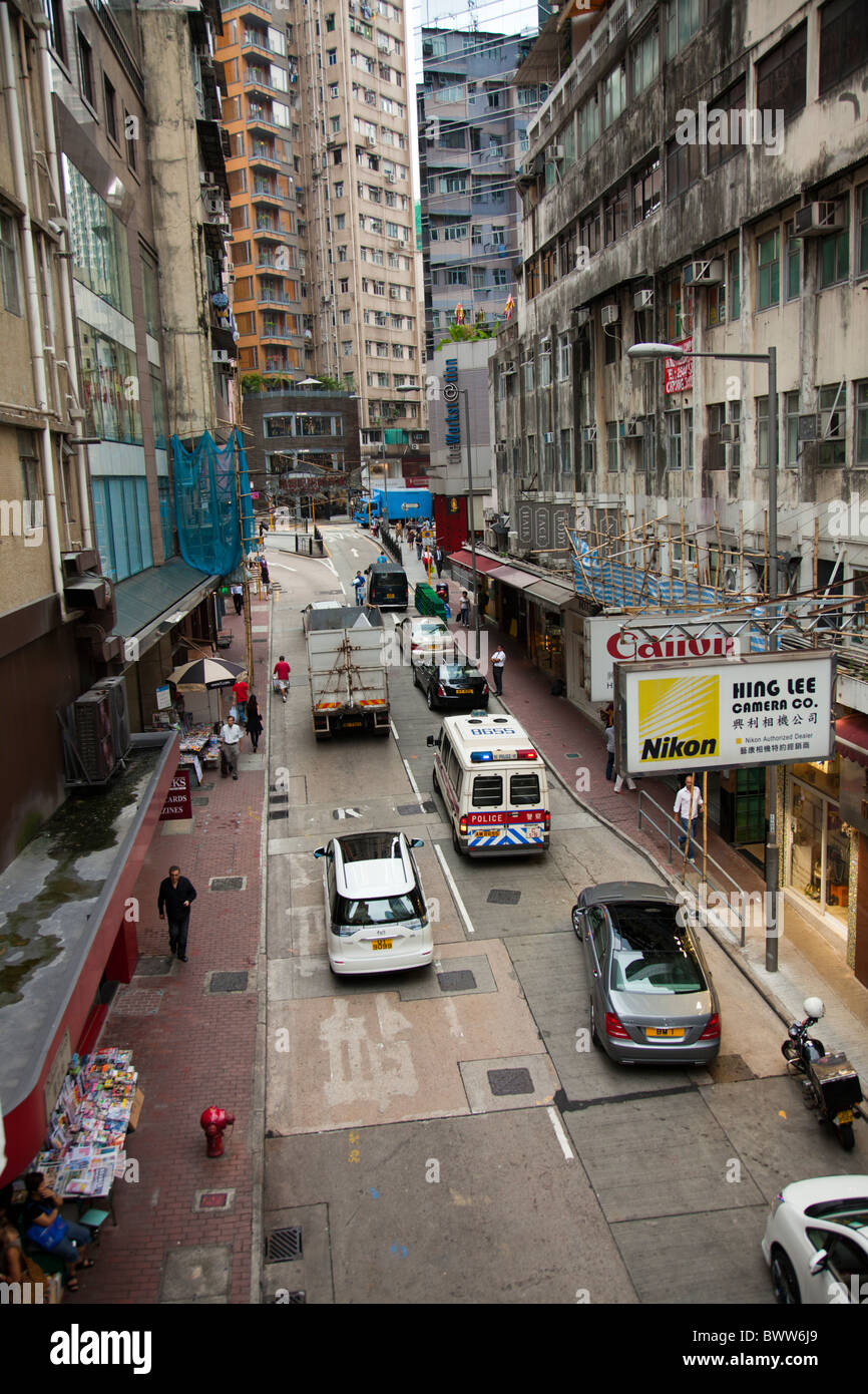 Hong Kong Traffic in Wan Chai on Hong Kong Island China Stock Photo