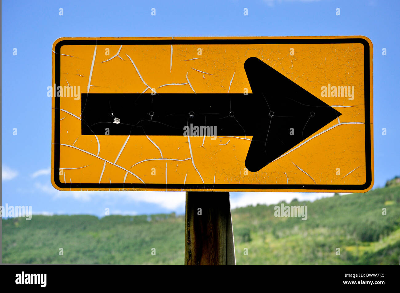 arrow directional road sign Stock Photo
