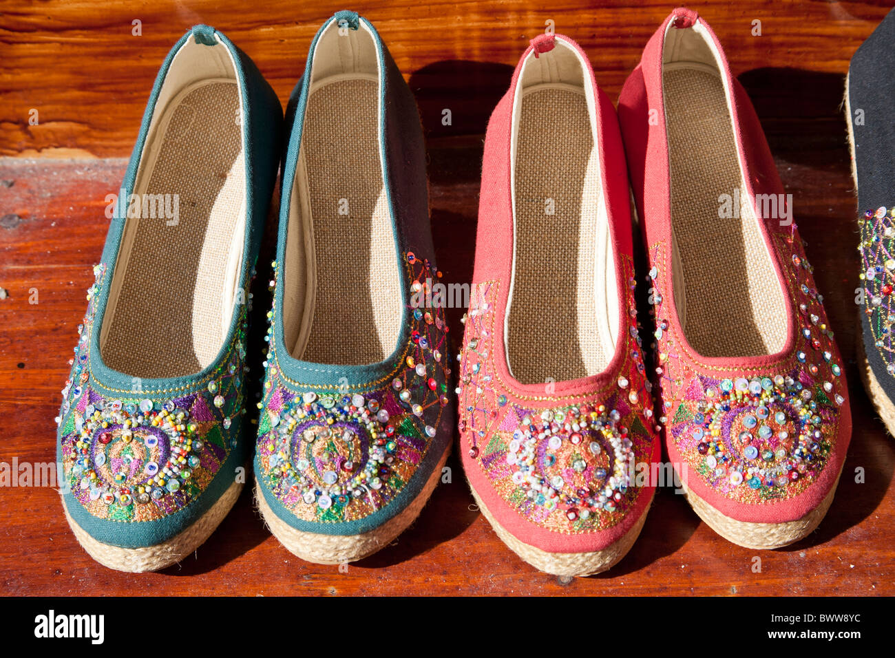 Colourful shoes for sale, China Stock Photo Alamy
