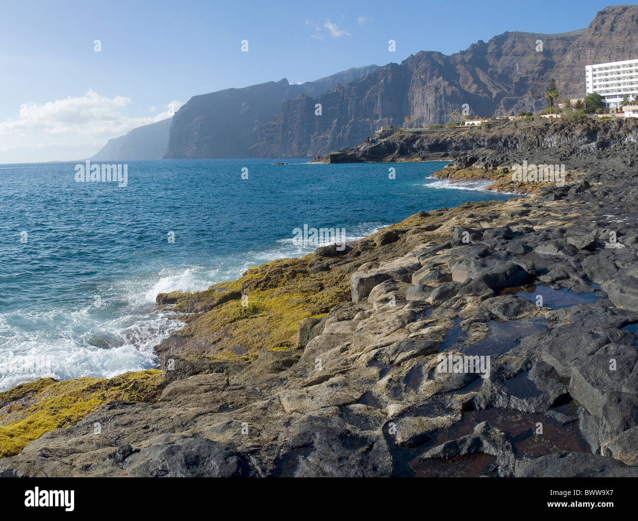 Spain Europe Tenerife Coast Los Gigantes Canary islands Landscape scenery nature Water Spring mountains se Stock Photo