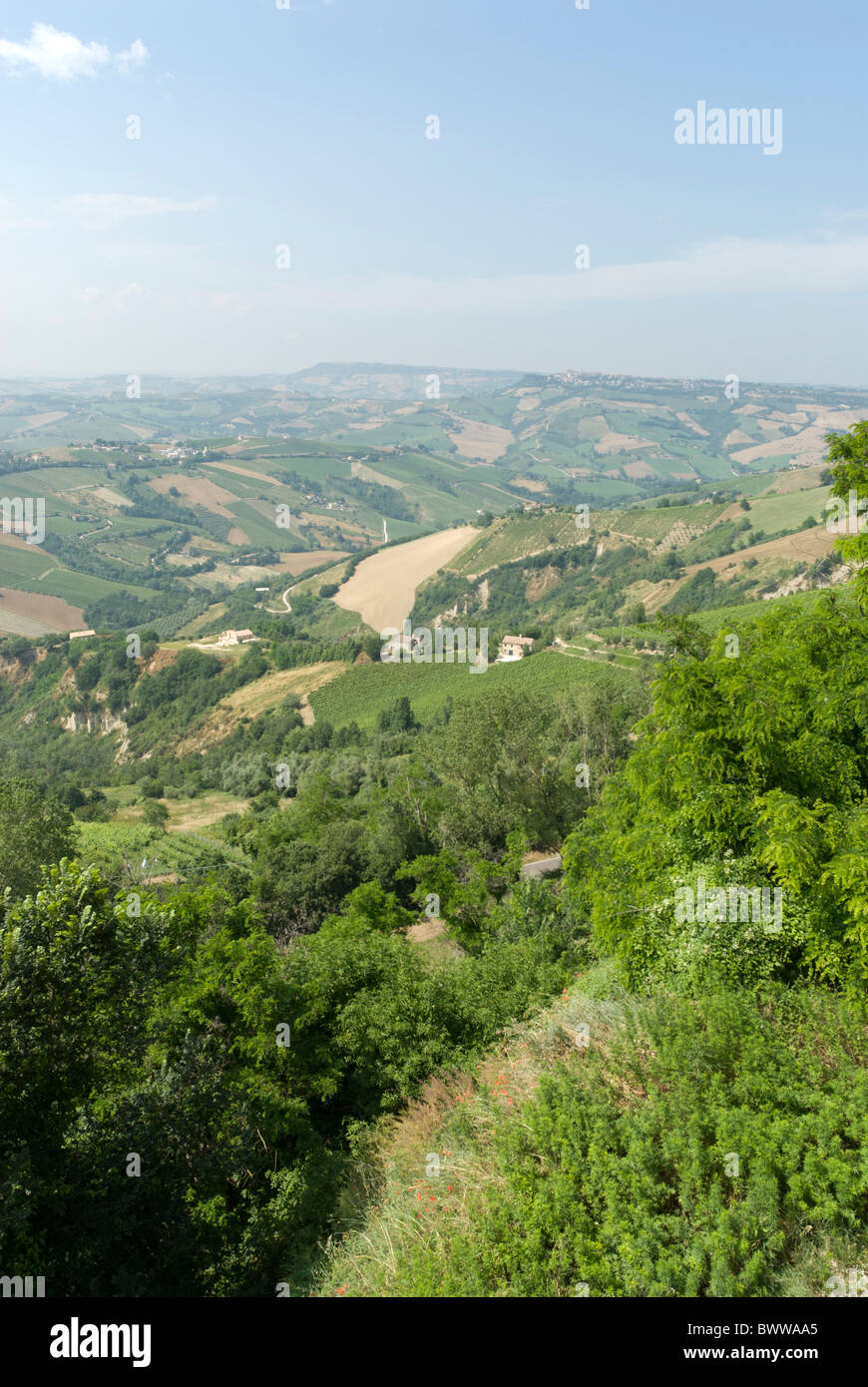 Panorama of the hills around Ripatransone in Le Marche Stock Photo