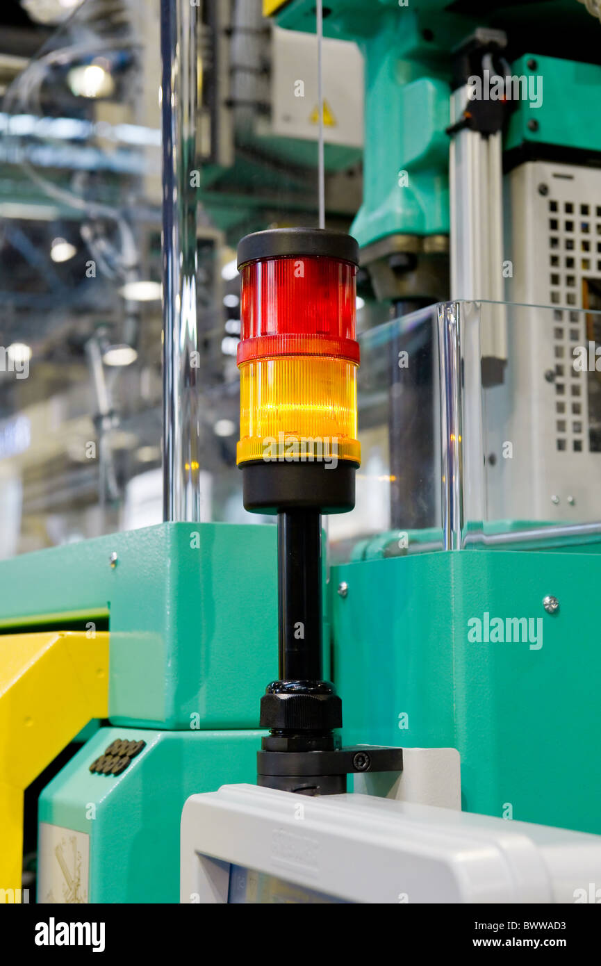 Warning light on a processing machine Stock Photo