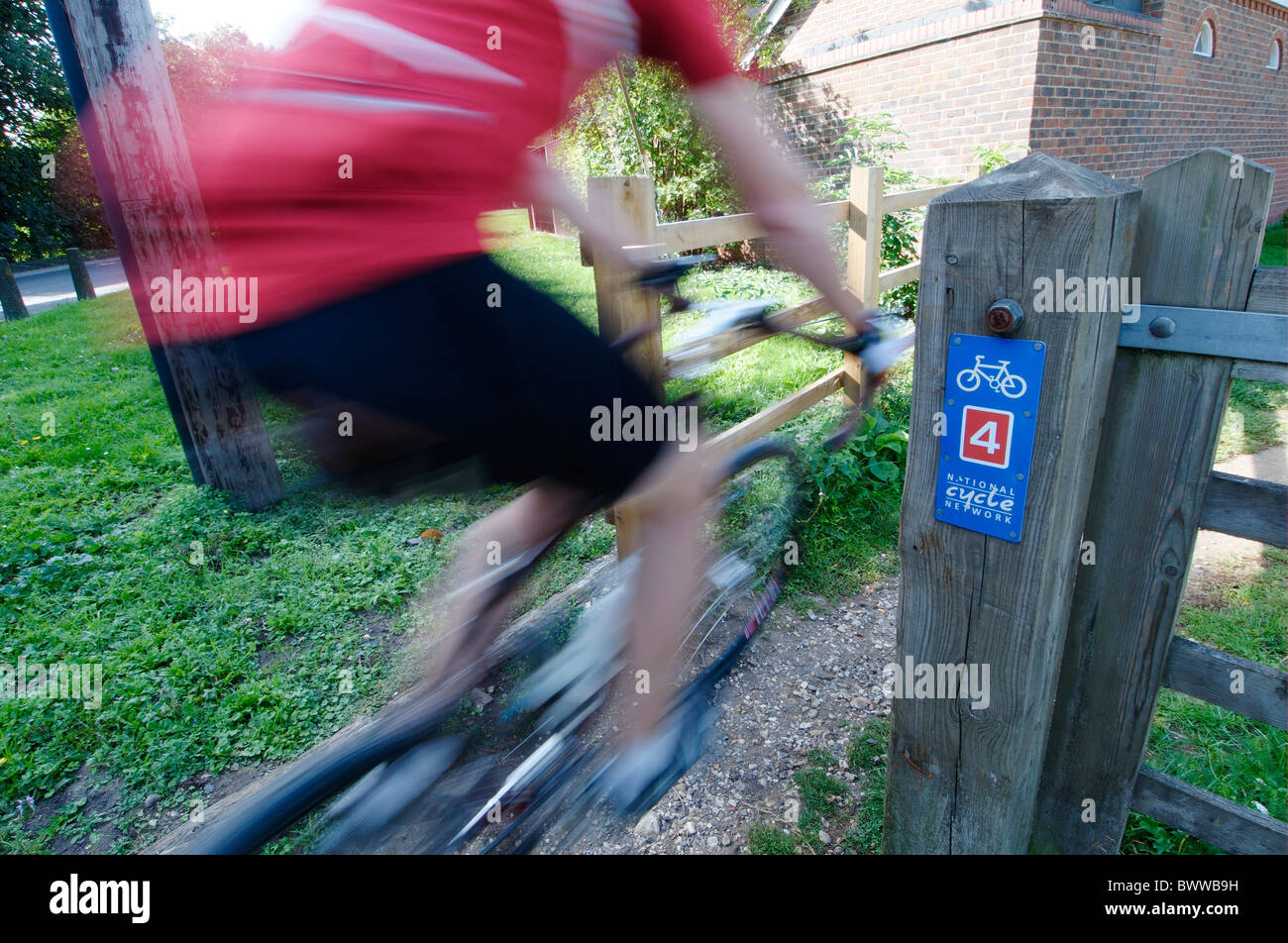 Sustrans Signposts Passing a Sustrans sign on the Kennet and Avon Canal in Berkshire, UK ...