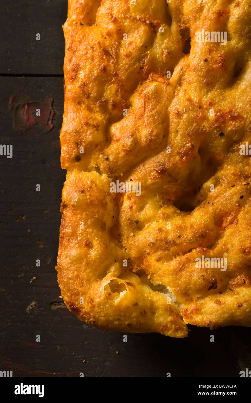 Artisanal Focaccia lightly brushed with Tomatoes Stock Photo