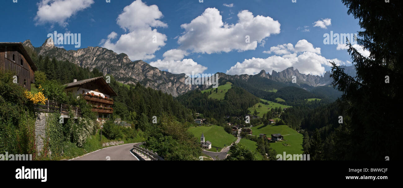 Italy Europe St. Cyprian town Tiers South Tyrol South Tirol Alto Adige summer mountains alps Landscape sce Stock Photo