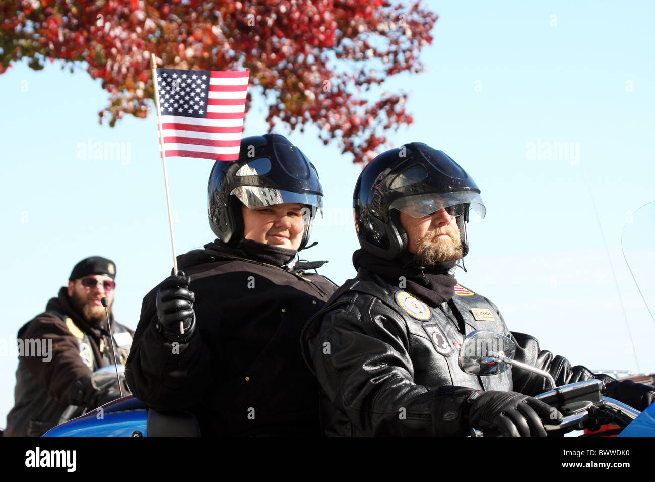Patriotic motor cycle riders in the Milwaukee Veterans Day Parade
