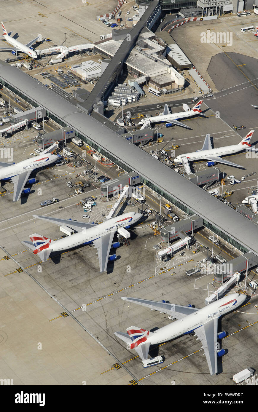 Aerial Terminal 2 Queens Building Heathrow Airport London England