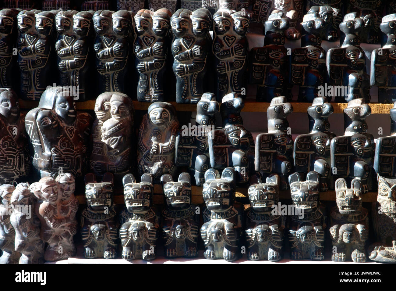 Talisman, amulets, magic, ritual, fertility charms, and traditional medicine in the Witches Market, La Paz, Bolivia. Stock Photo