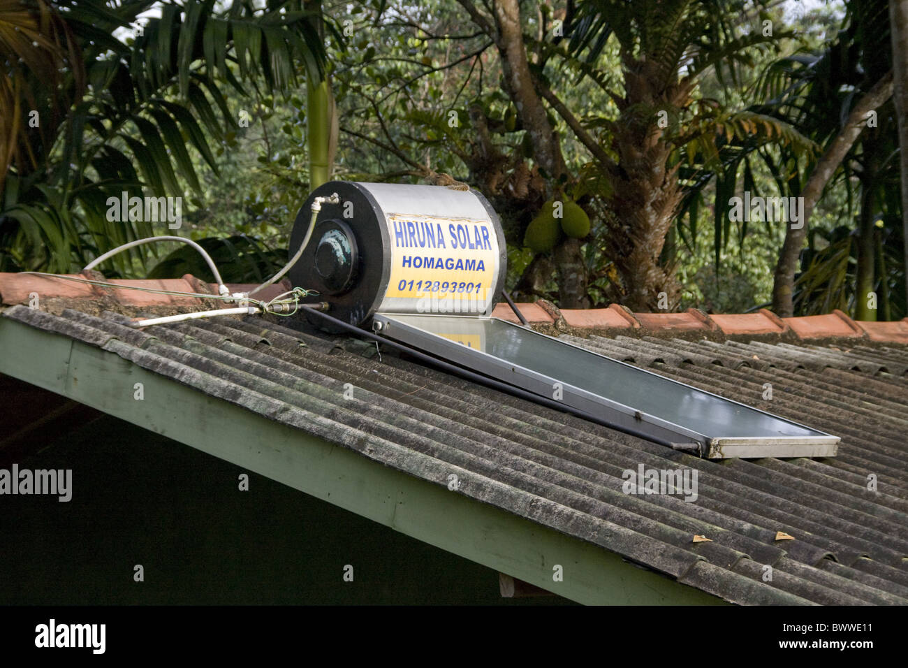 solar water heater on cottage Sri Lanka Stock Photo Alamy