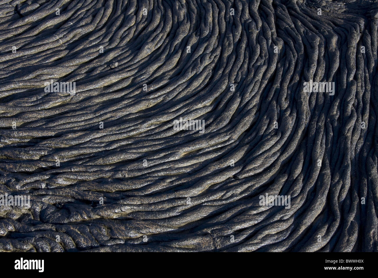 Pahoehoe lava is result magma containing very Stock Photo