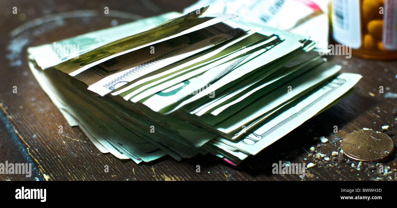 A Pile of Cash on a Table Stock Photo Alamy
