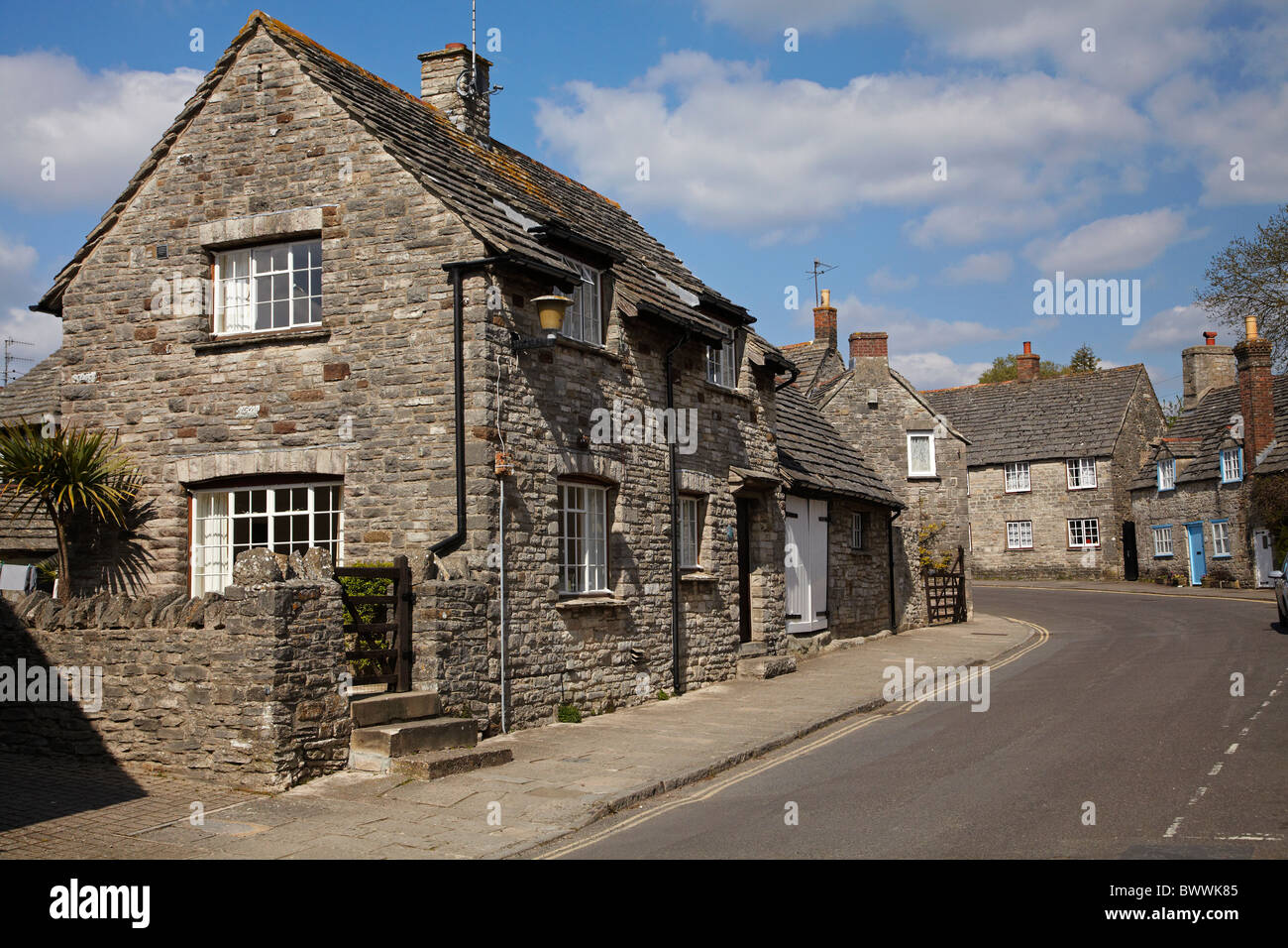Cottages, Corfe Castle village, Dorset, England, United Kingdom Stock