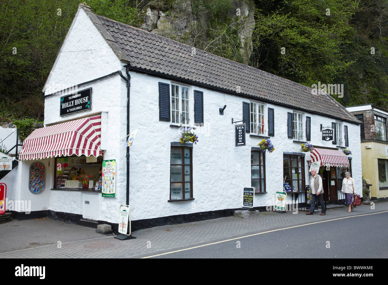 Holly House Tea Rooms and Takeaways, Cheddar Village, Somerset, England, United Kingdom Stock Photo