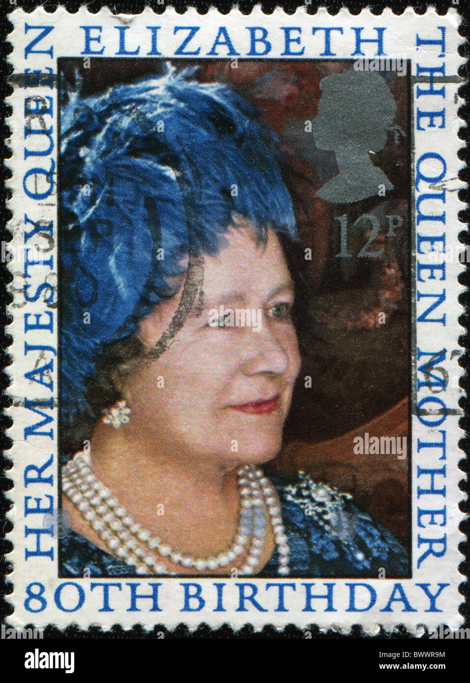 UNITED KINGDOM - CIRCA 2006: A stamp printed in UK honoring 80th Birthday of Queen Elizabeth II, circa 2006 Stock Photo