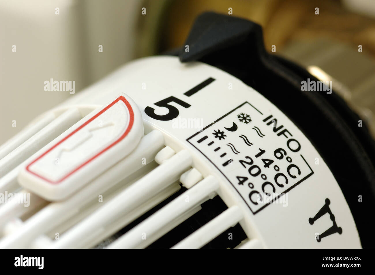 Heater thermostat setting Info Stock Photo Alamy