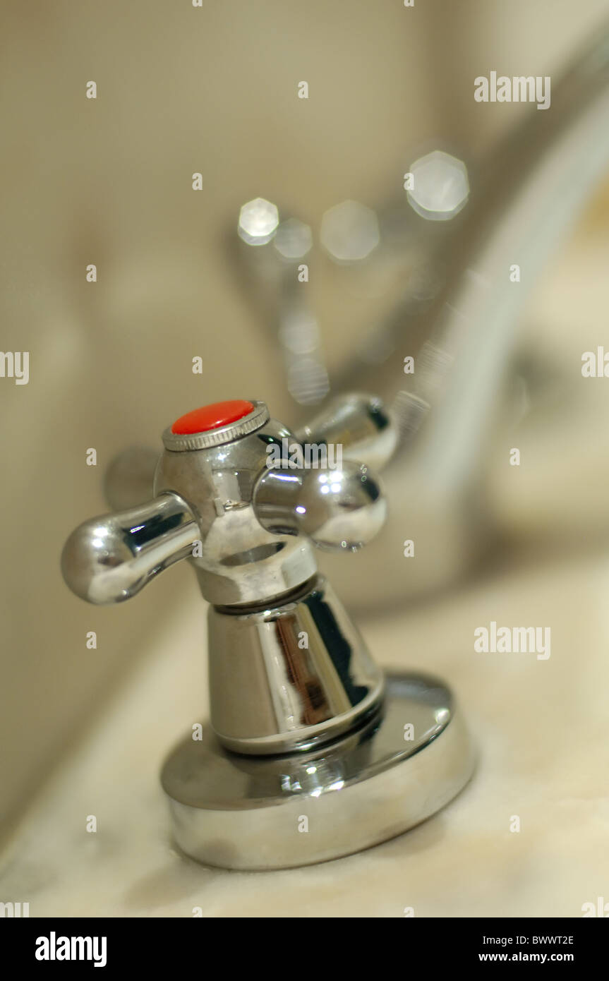 Marble bath and faucet Stock Photo