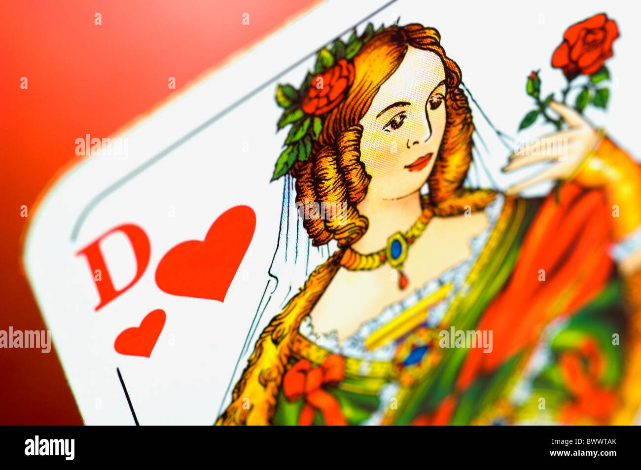 Playing Card Queen of Hearts Stock Photo