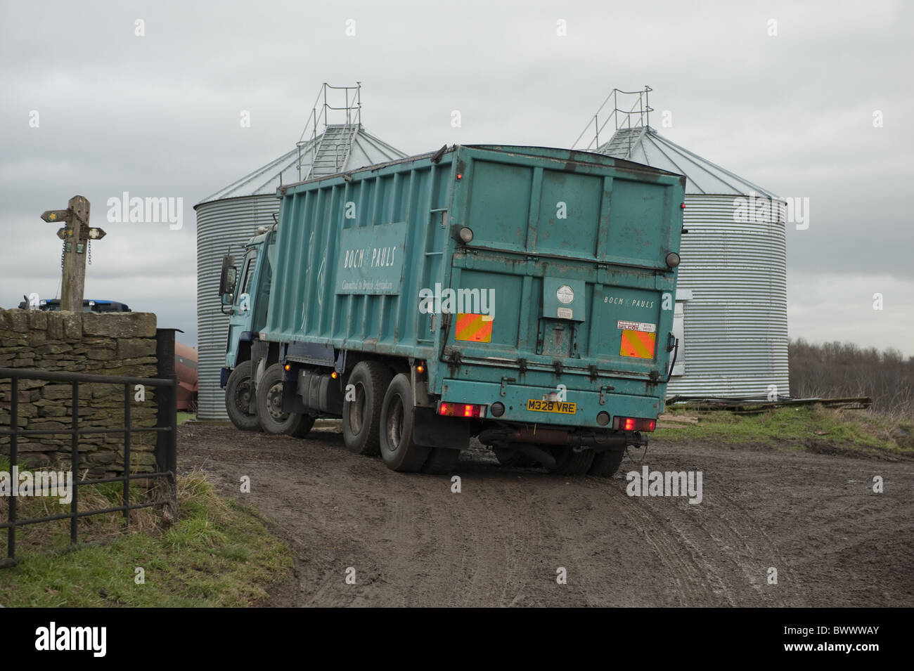 BOCM Pauls lorry delivering livestock feed farm Stock Photo Alamy