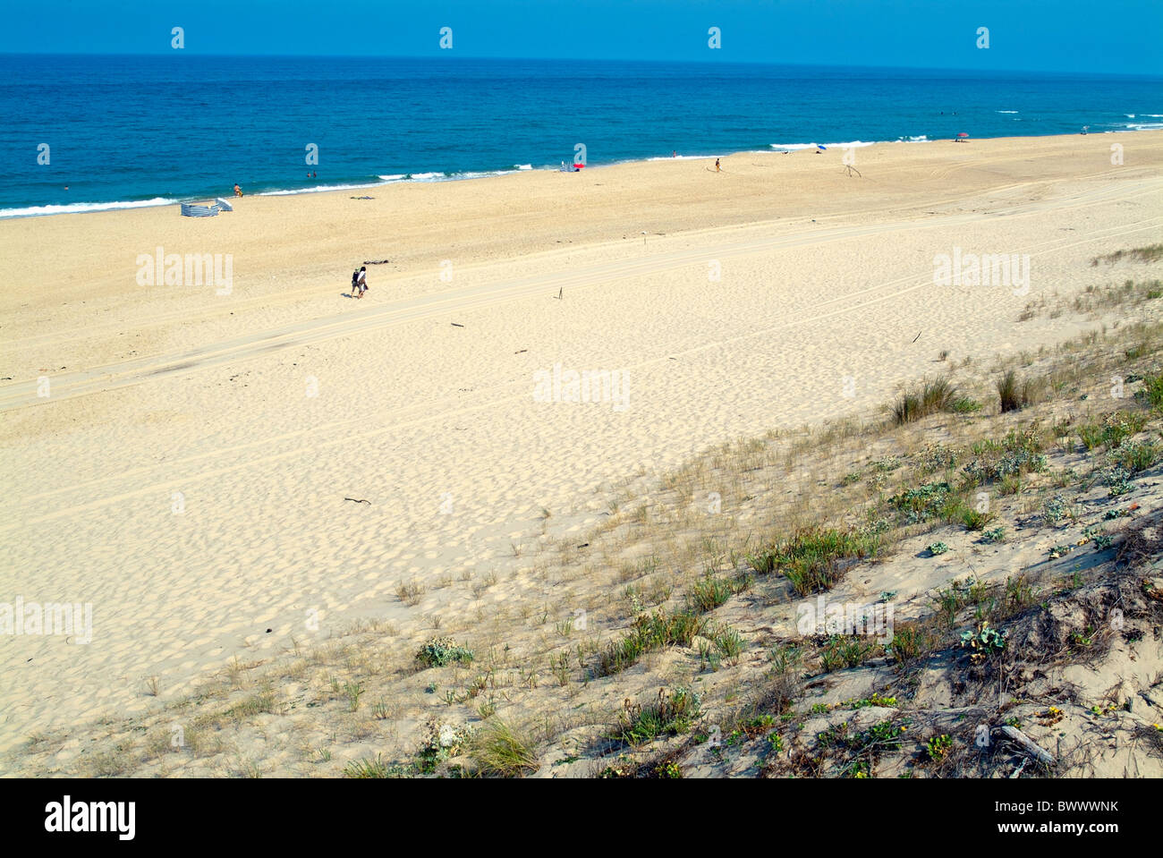The beach at Le Porge, Gironde, France - near Bordeaux. Stock Photo