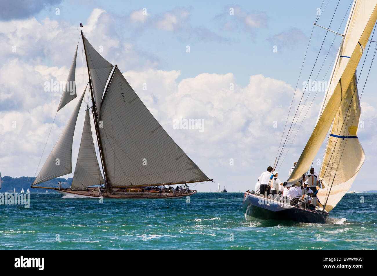 Classic yachts sailing in the Solent Stock Photo Alamy