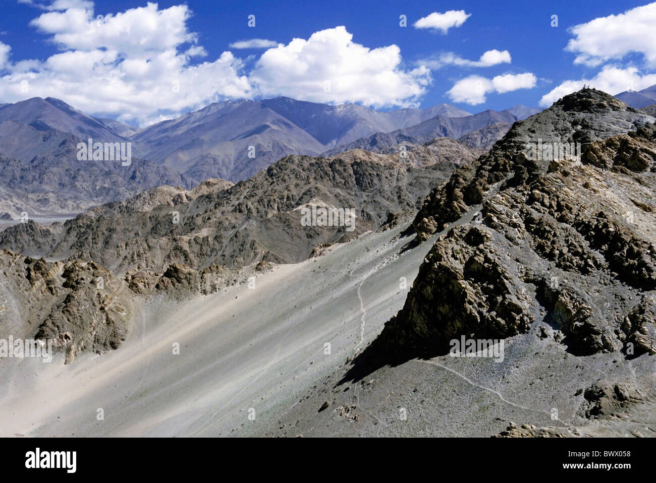 Mountainous landscape of the Himalayas, Leh, Ladakh, India Stock Photo 