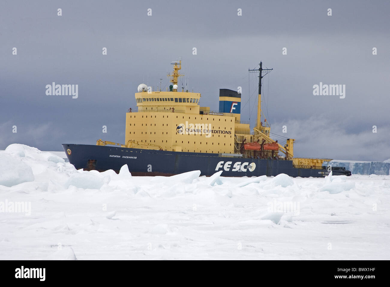 Kapitan Khlebnikov' Russian Icebreaker sea ice Stock Photo