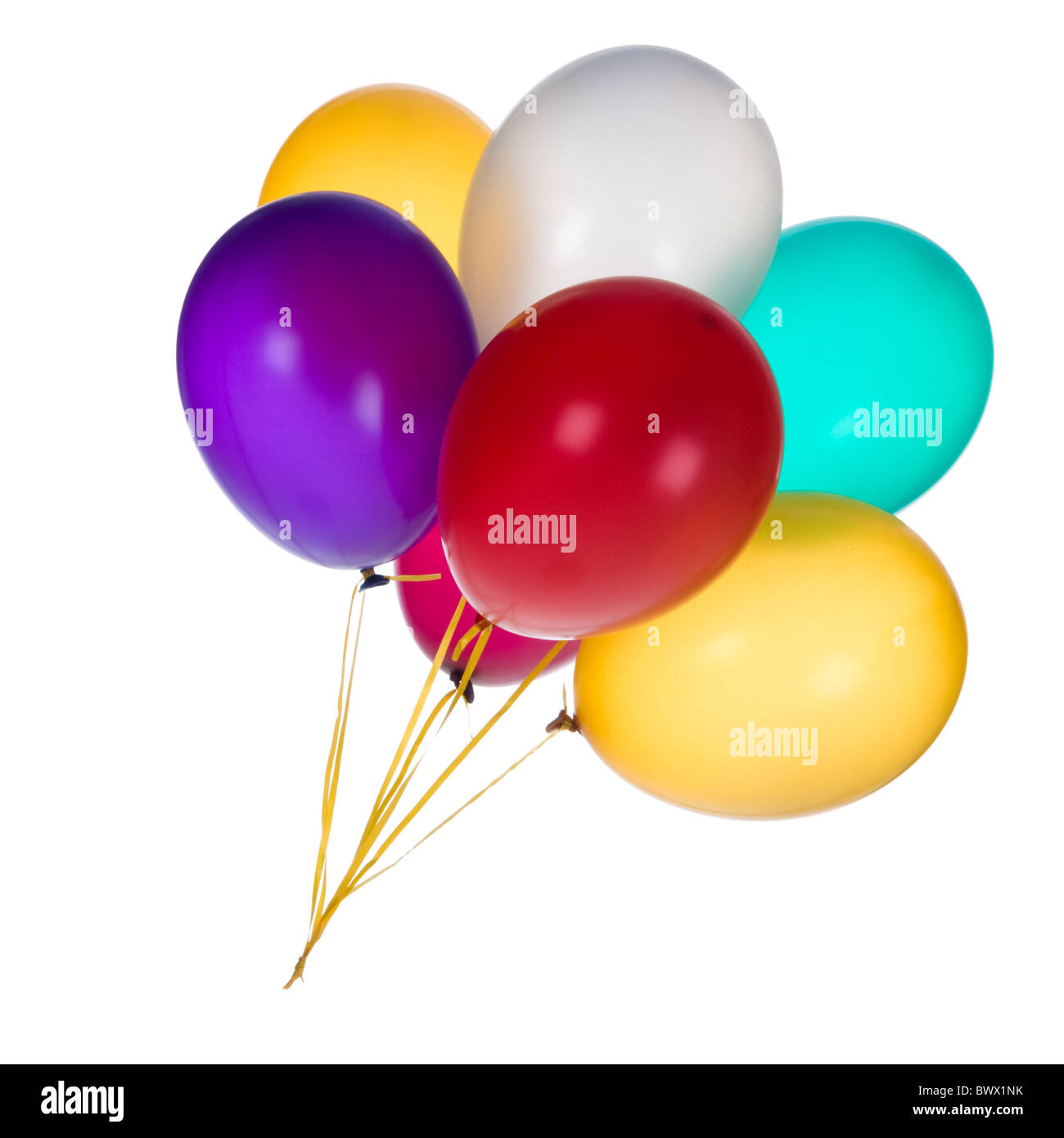 Bunch of colorful balloons against a white background Stock Photo - Alamy