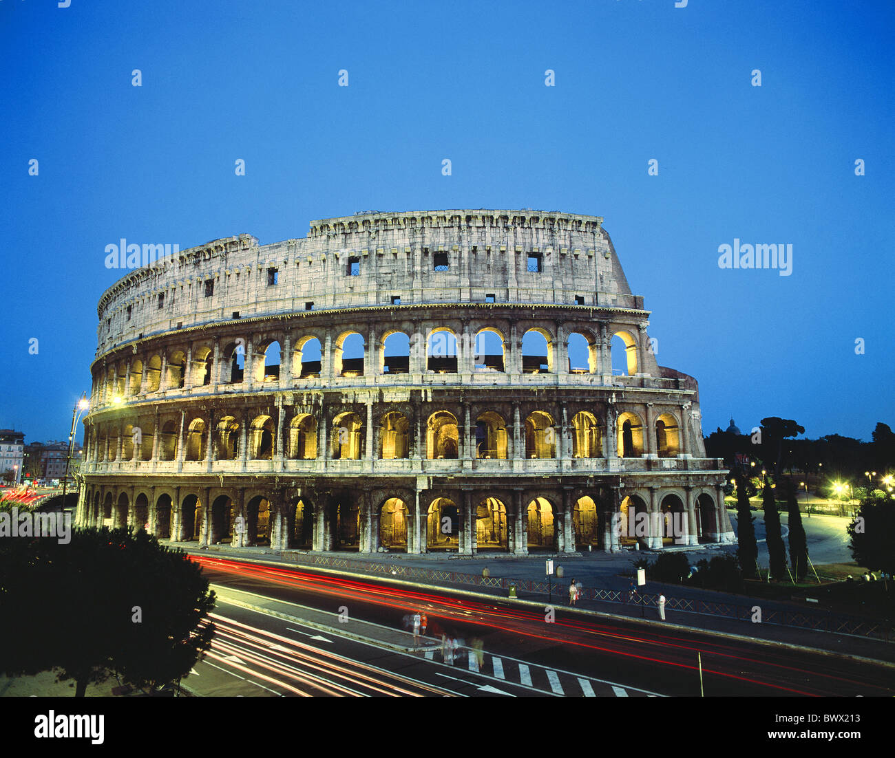 lighting Coliseum Italy Europe Coliseum light stripe at night Rome ...