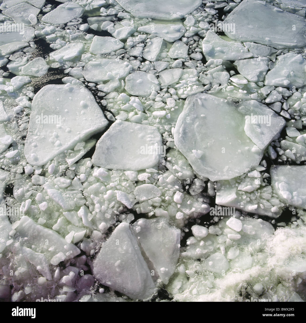 Brook Using Ice Creek brook floes ice water swimming rope's time water ice Stock Photo ...