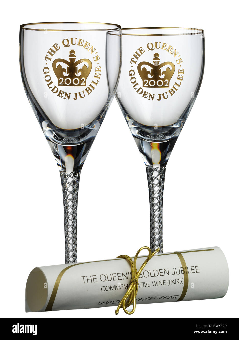 Queens Golden Jubilee 2002 wine glasses Stock Photo Alamy