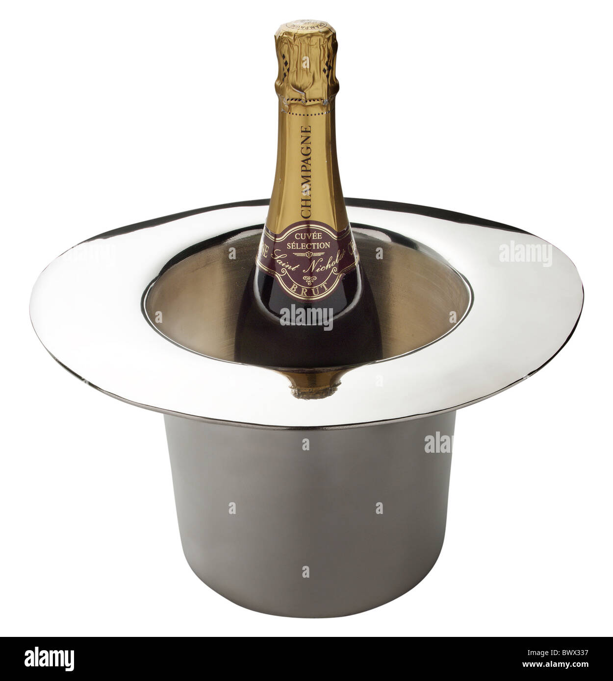 Champagne and ice bucket Stock Photo