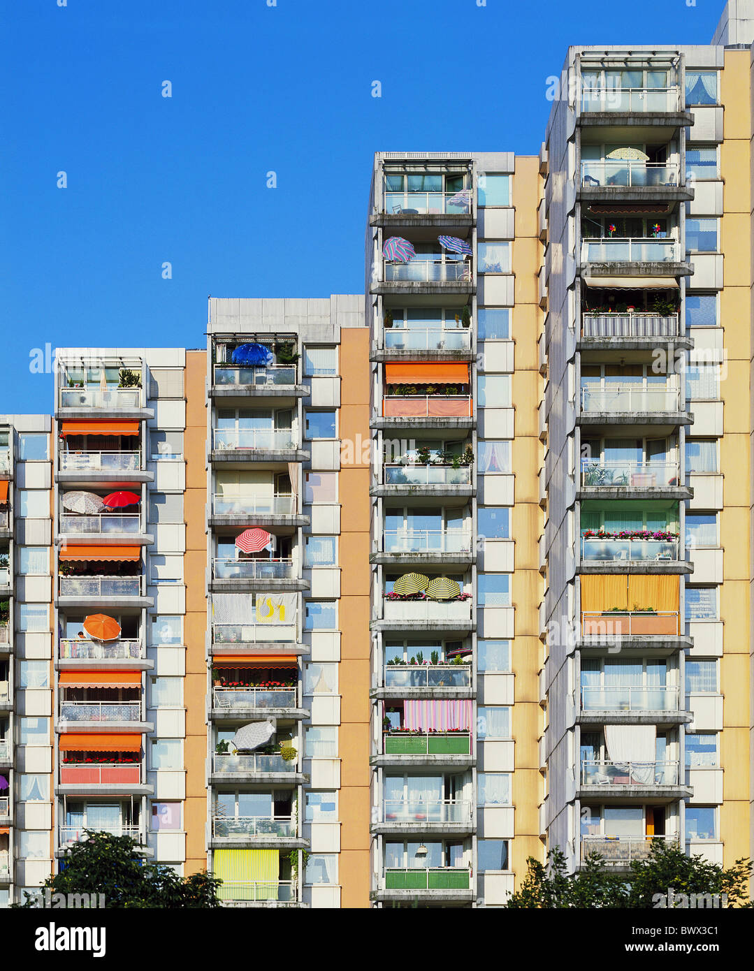 block of flats highrise building housing development facade balconies