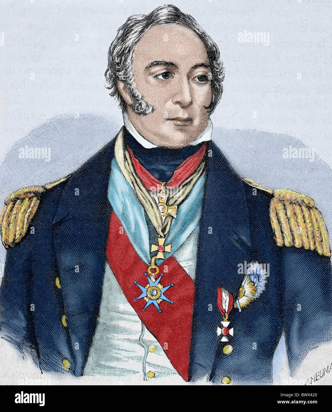NAPIER, Sir Charles (Merchiston Hall ,1786-London 1860). British admiral. Engraving. Stock Photo