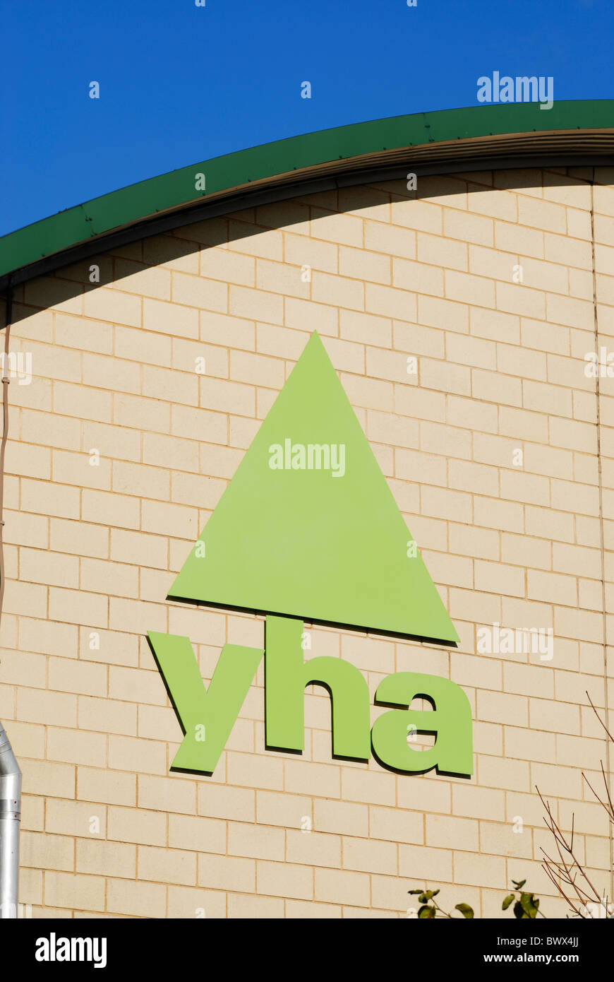 Youth Hostel Association sign on building on Liverpool Waterfront close to tourist attractions of Albert Dock / Liverpool arena Stock Photo
